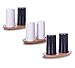 Vivaant 3-pc. Salt and Pepper Shaker Set - BLACK/WHITE SET with Bamboo Base Plate