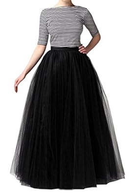 Omelas Women Long Maxi Tulle Skirt A-line Tutu Full Length Skirts