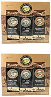 Royal Kona 100% Kona Coffee Ground Single Pot Gift Pack (3 X 1.75 Oz, 49g) (2 pack)