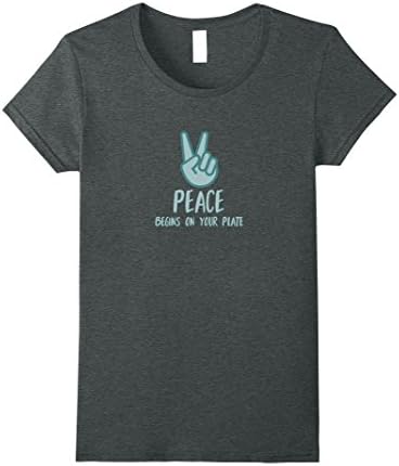 Womens Vegan Peace Begins on Your Plate Large Dark Heather