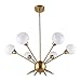 Housen Solutions Sputnik Chandelier 6 Lights Vintage Pendant Lighting Fixtures Mid Century Ceiling Chandelier Brushed Brass [UL Listed]