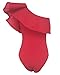 Women Summer Irregular Ruffles Sleeveless One Piece Bodysuit Leotards Rompers (S, Red-2)