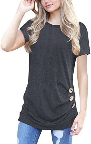 Lifenee1 Women Plus Size Tops Short Sleeve Round Neck Loose Tunic T Shirt Blouse Tops Dark Gray 2X