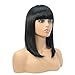 BLSWANER Bob Wigs with Bangs Synthetic Short Straight Hair Black Wigs for Women
