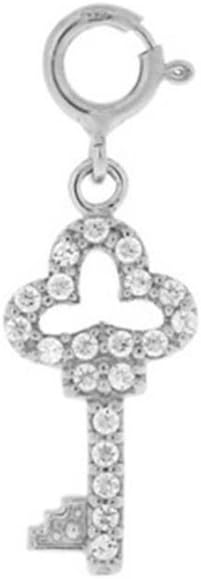 Sterling Silver Designer-Inspired Cubic Zirconia Key Charm
