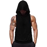 SZKANI Mens Sleeveless Hoodie Fitness Vest Bodybuilding Stringers Workout Tank Tops