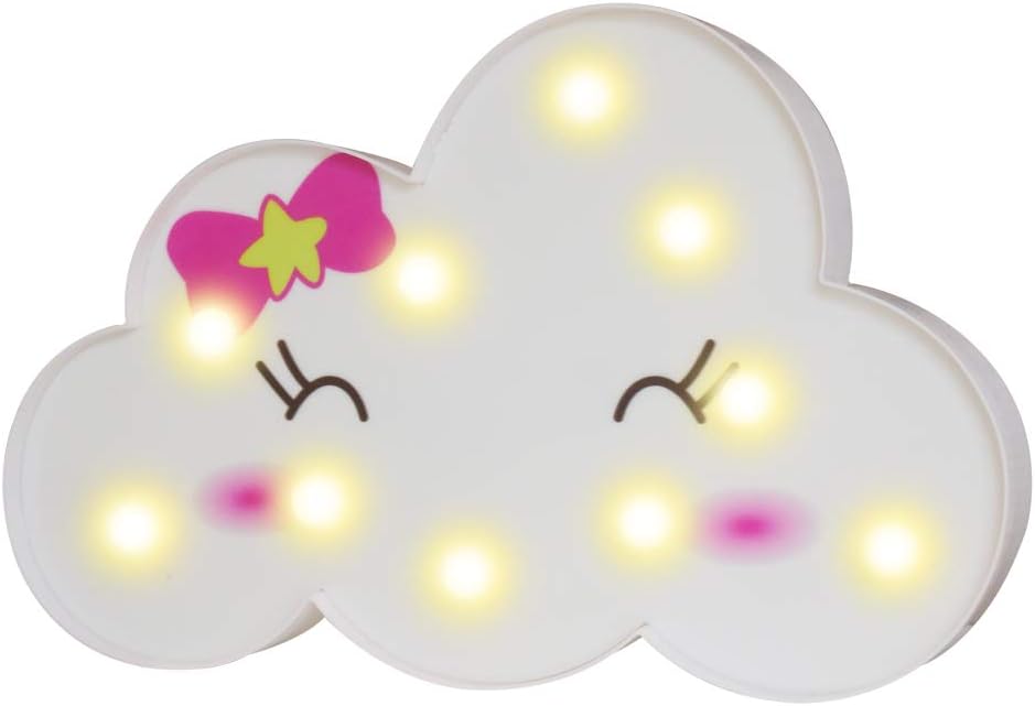 LED Cloud Night Lights, 3D Smile Marquee Cloud Signs, Battery Operated Decorative Lamp Toy Home Wall Decor for Girls Kids Baby Nursery Room Dorm (Bowknot Cloud)