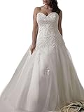 WeddingDazzle Applique Wedding Bridal Long Plus Size Wedding Dresses for Bride