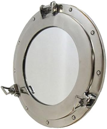 Aluminium Porthole Wall Decor with Mirror, 15", Chrome