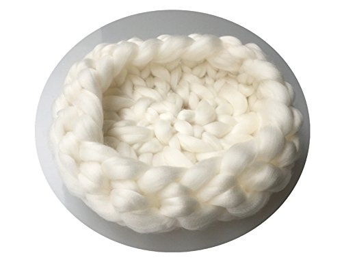 Cat Bed Chunky Knit Pet Bed Pet Bedding Handmade Super Wool Yarn Cat Bed (White)