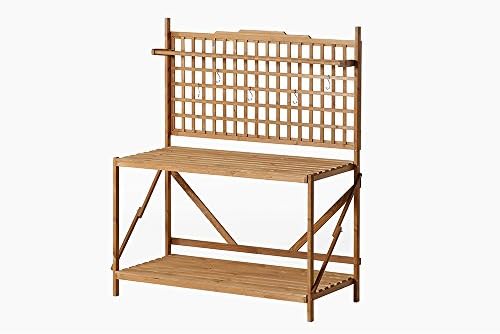 Patio Wise PWLPT-008 Large Potting Table with Hanging Rack