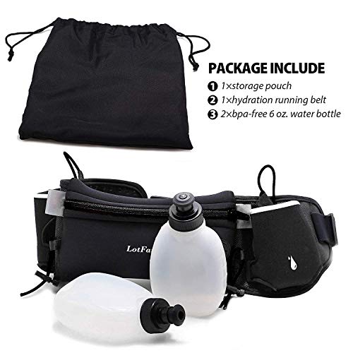 LotFancy Buiktas, loopgordel met drinkfles (BPA-vrij), comfortabel en ademend, voor marathon, joggen, fietsen, kamperen… - Image 7