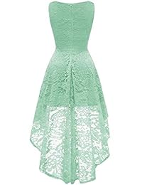 MUADRESS Vestido de cóctel para dama, con encaje floral, cuello en V, sin mangas, vestido de fiesta formal