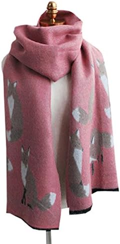 Winter Fringe Cartoon Fox Scarf Cashmere Feel Pashmina Shawls And Wraps Fashion Scarf