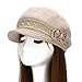 Surblue Lady Crystal Bow Warm Cabled Angora Knit Winter Beanie Crochet Beret Hats Newsboy Caps, Beige,One Size