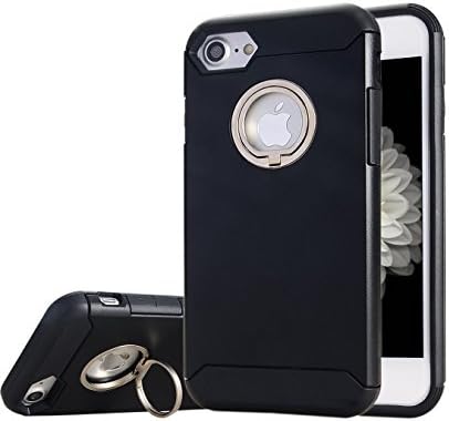 iPhone 7 Case Holder Protect Cover Netcosy Armour Dual Layer Hybrid Hard PC Silicone TPU Tough Defender 4.7 with Invisible 360 Rotating Ring Kickstand (Black)