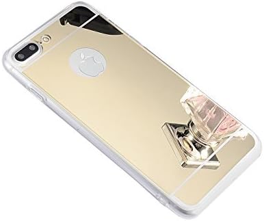 iPhone 7 Plus case, Luxury Back Mirror Clear Slim TPU Bumper Shock-Absorption Anti-Scratch Protective Case Cover Bright Reflection Cute and Elegant for Apple iPhone 7 Plus (2016)- Gold