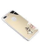 iPhone 7 Plus case, Luxury Back Mirror Clear Slim TPU Bumper Shock-Absorption Anti-Scratch Protective Case Cover Bright Reflection Cute and Elegant for Apple iPhone 7 Plus (2016)- Gold