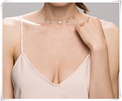 Star and CZ Dangle Choker // Charm Necklace // Jewelry Gift for Her