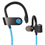 Wireless Headphones with Black Running Belt ,MAYBO SPORTS Sweatproof V4.1 Workout earbuds with Mic and Noise Cancelling-Blue