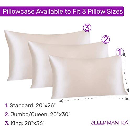 Sleep Mantra Real Silk Pillowcase Standard-Size Taupe - 30 Night Free Trial, 22 Momme Heavy Weight, Skin Rejuvenating Silk Pillow Sham, Washable Pillow Cover with Hidden Zipper (20 x 26 Inch)