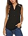 SoTeer Women Sleeveless Blouse Comfy V Neck Loose Casual Button Down Shirts