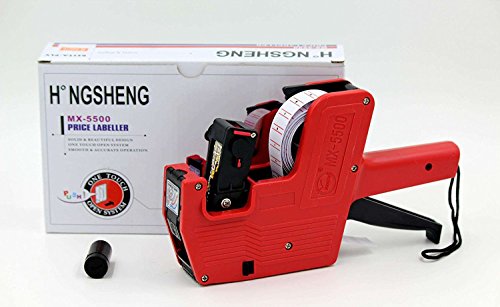 MX-5500 8 Digits EOS Price Tag Gun +5000 White w/Red lines sticker labels + Ink in box ~ Cafolo