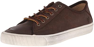 FRYE Men's Miller Low Lace Fashion Sneaker, Dark Brown Waxed Vintage Leather, 7 M US