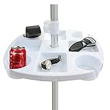 AMMSUN 17" Beach Umbrella Table Tray with 4 Cup Holders, 4 Snack Compartments for Beach, Patio, Garden, Swimming Pool 17 Inch, White