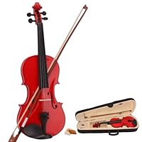 Teekland New 4/4 Natural Acoustic Violin & Case & Bow & Rosin for Violin Beginner (red)