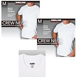 12 Pack Kirkland Signature Men's Crew Neck T-Shirts 100% Cotton Tagless - White (M)