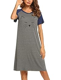 Camisa de dormir de algodón para dama, manga corta, cuello redondo, tallas S-XXL