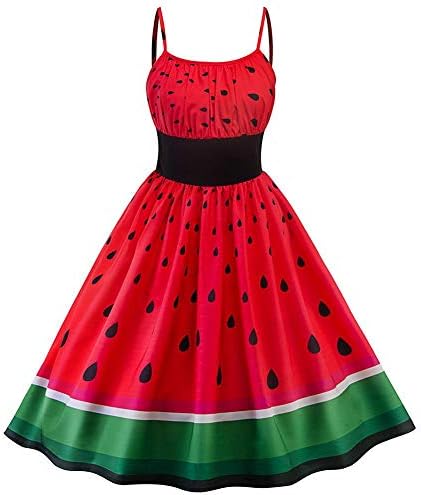 Womens Watermelon Print Dress Summer Hawaii Beach Surf Tropical Fruits