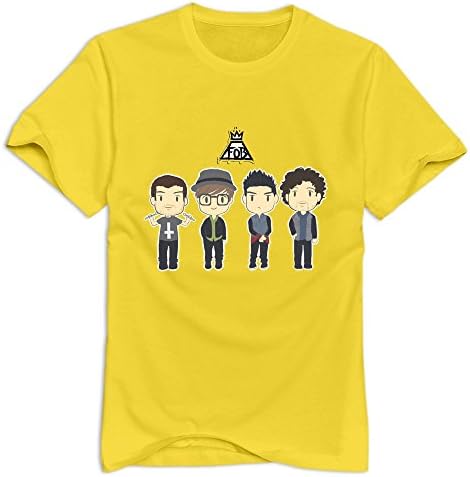 GIYW Men's Fall Out Boy T-Shirt Yellow US Size XL,100% Organic Cotton