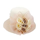 Aniwon Women's Straw Hat Ribbon Flower Sun Hat Wide Brim Bridal Church Derby Cap