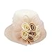 Aniwon Women's Straw Hat Ribbon Flower Sun Hat Wide Brim Bridal Church Derby Cap