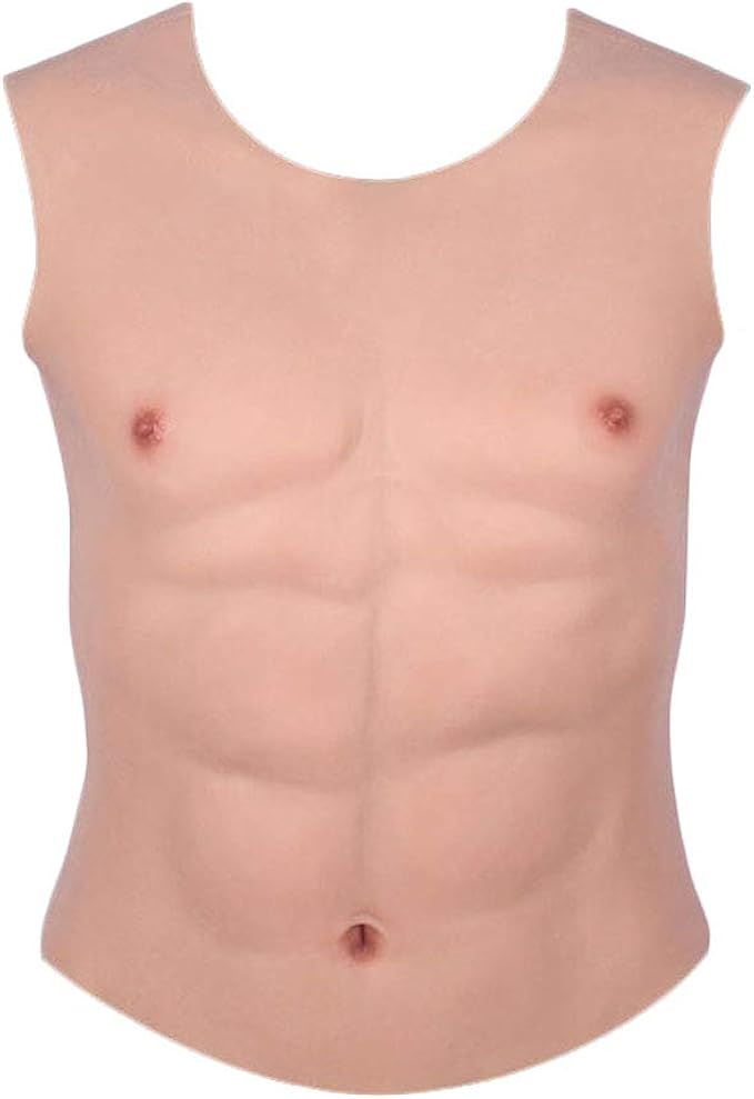 Ajusen Adults Fake Muscle Silicone Suit,8 Pack Abs,Muscle Vest Enhancer