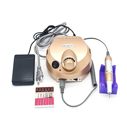 Electric Manicure Kit Nail Drill Pen Electric Nail File Machine for Acrylic Nails 35000R Manicure Pedicure Electric Pen Shape Manicure Tools Cuticle Remover Professional (Gold)