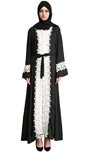 YI HENG MEI Women's Elegant Long Sleeve Muslim Maxi with White Lace...