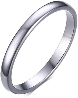 2mm Iron High Polished Plain Domed Tungsten Carbide Classic Wedding Band Rings For Men Women Comfort Fit