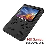 Handheld Game Console , Retro FC Game Console 3 Inch Screen 168 Classic Games TV Output Game Player , Birthday Present for Children - Black