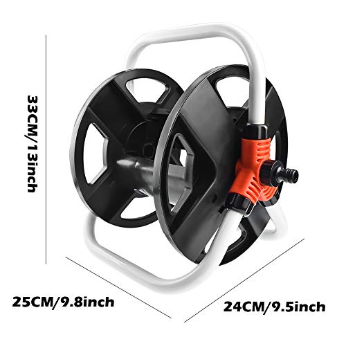 Risunpet Water Pipe Car Roll 1/2"-80ft 5/8"-60ft Water Pipe Storage Shelf Hose Reel Rope Gauge Cord Light Wire, Heavy Duty Storage Rack Garden Hose Reel - Thumbnail 2