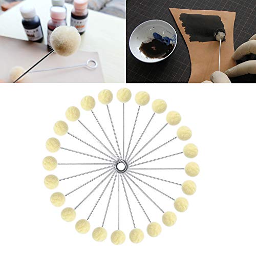 Luckkyme 100 Pack Wool Daubers Ball Brush Leather Dye Tool Dye Dauber Dyeing Applicator with Metal Handle for DIY Crafts Projects - Thumbnail 5