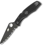 Spyderco C91SBBK Pacific Salt Spyder Edge Folding Knife, Black, 3.8-Inch