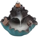 Erlesen Ceramic Censer Backflow Incense Burner Lotus Butterfly Reflux Tower Cones Burner Sticks Holder with 45pcs Incense Cones