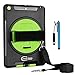 Cellular360 Shockproof Case for iPad 5th Gen./ iPad 6th Gen./ iPad 9.7 with a 360 Degree Rotatable Kickstand, Adjustable Handle and Shoulder Strap (Black/Green)