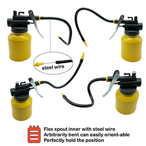 Junchi High Pressure Pistol Hand Pump Oil Can with 2 Kinds Oiler Can Spout Nozzle - Thumbnail 4