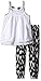 Calvin Klein Little Girls' Dotted Swiss Tunic with Printed Novelty Knit Pants, Black/White, 5
