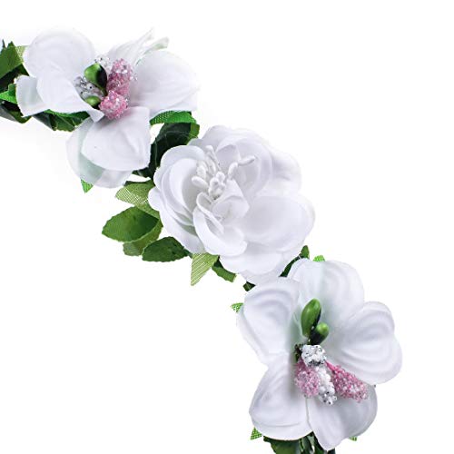 Daisyu Rose Flower Crown Festival Wedding Beach Hair Wreath (White)