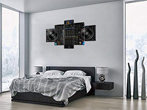 Wall Decorations for Living Room DJ Mixer Controller Pictures 5 Panel Canvas Art Turntables Paintings,Modern Artwork Home Decor Giclee Frame Stretched Ready to Hang Posters and Prints(60''Wx32''H) - Thumbnail 4